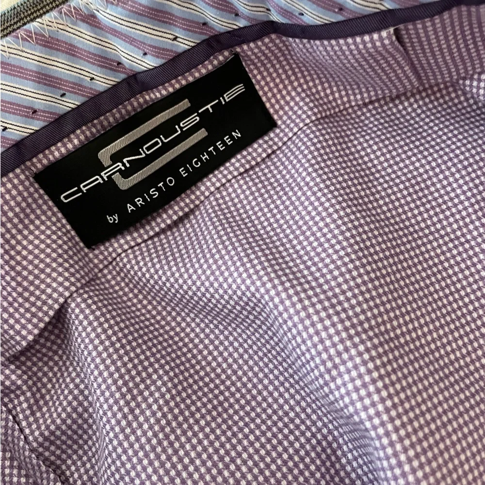 CARNOUSTIE‎ Windowpane Flat Front Stretch Wool Trouser in Gray Size 40 NWT $225
